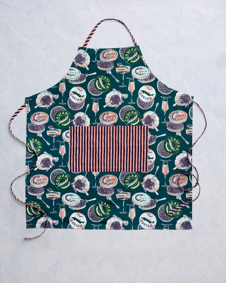 Champagne & Caviar - Apron - Peacock Feather