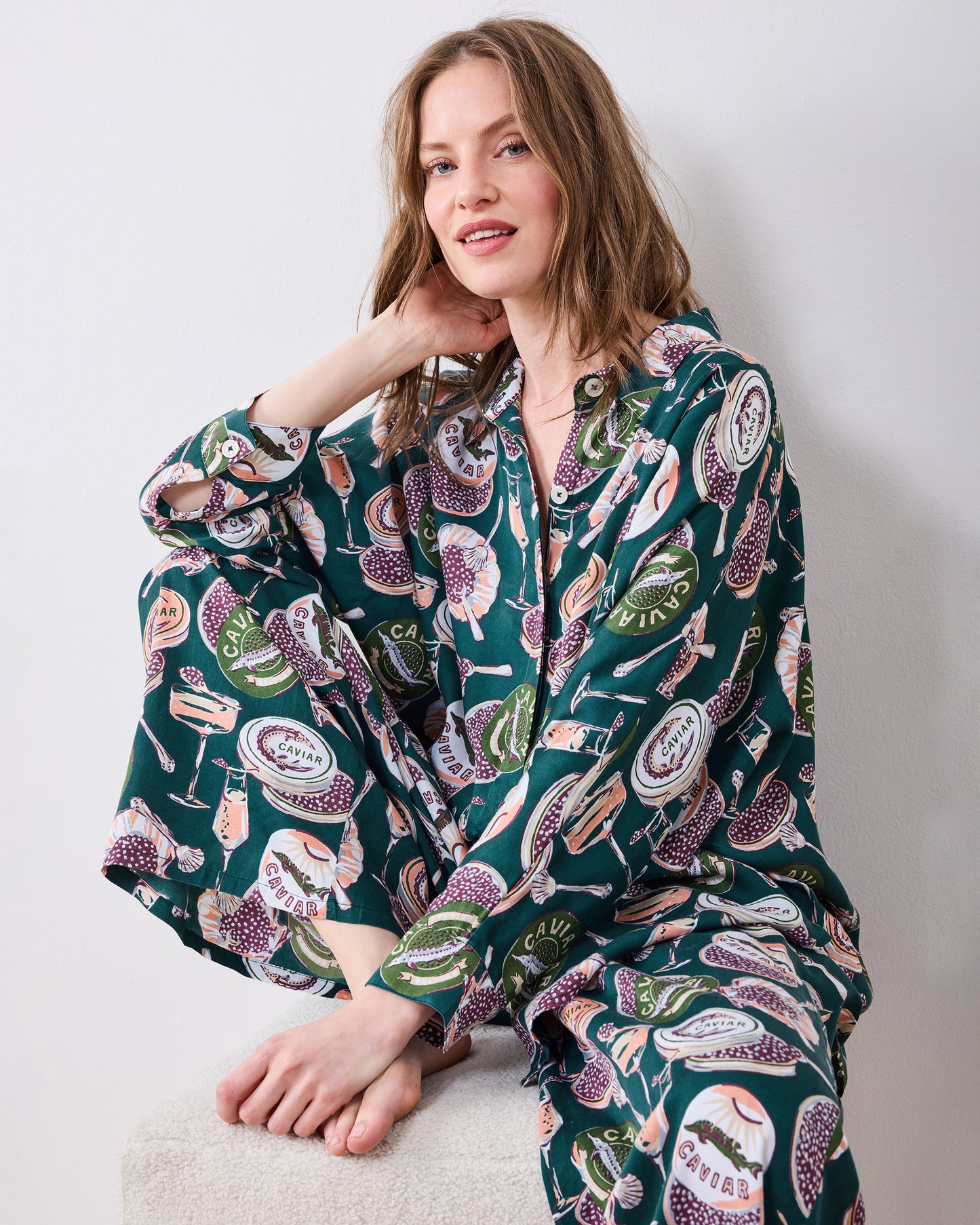 Champagne & Caviar - Petite Eco Satin Stevie Set - Peacock Feather