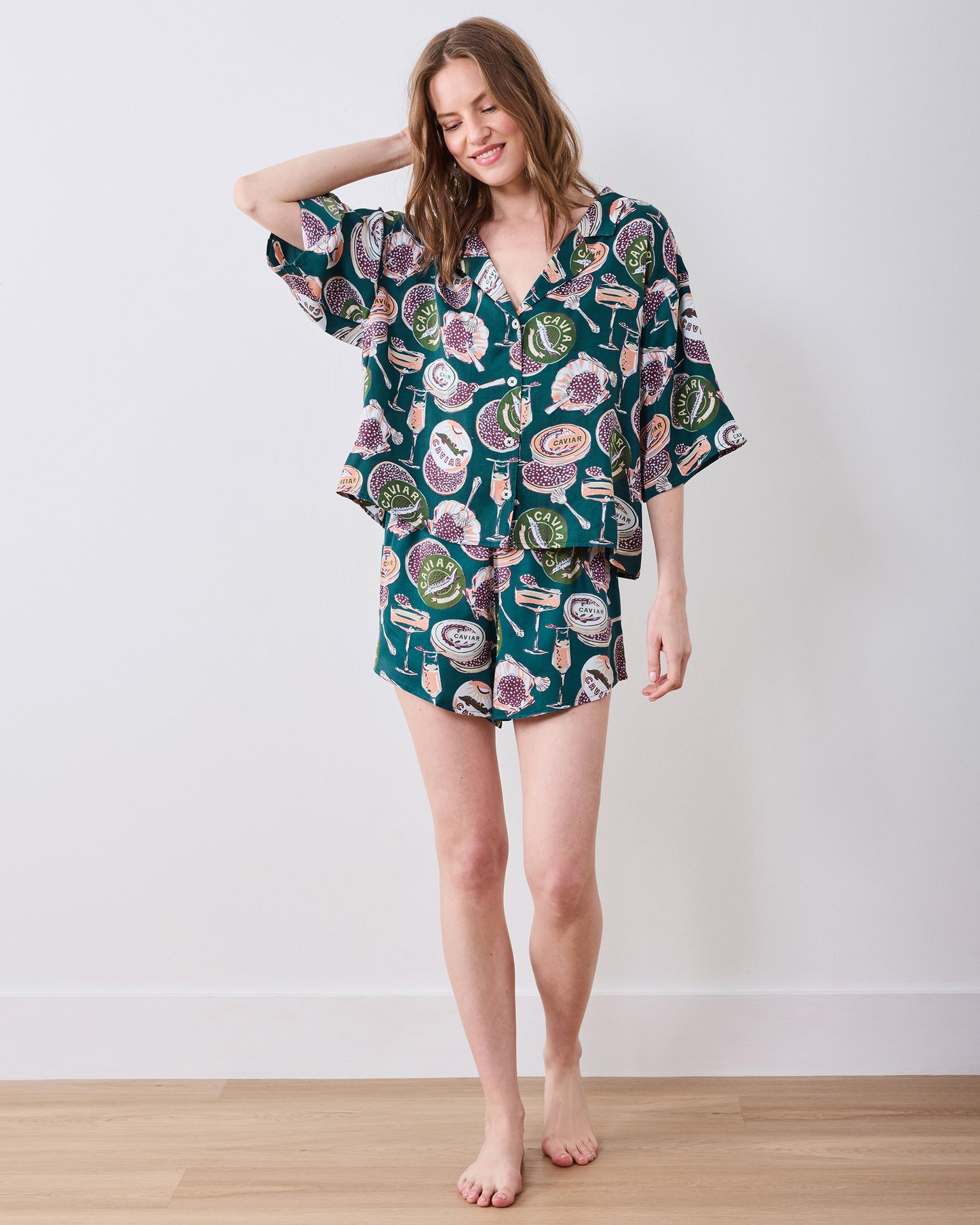 Champagne & Caviar - Eco Satin Sweet Dreams Set - Peacock Feather