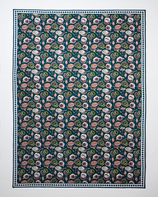 Champagne & Caviar - Rectangle Tablecloth - Peacock Feather