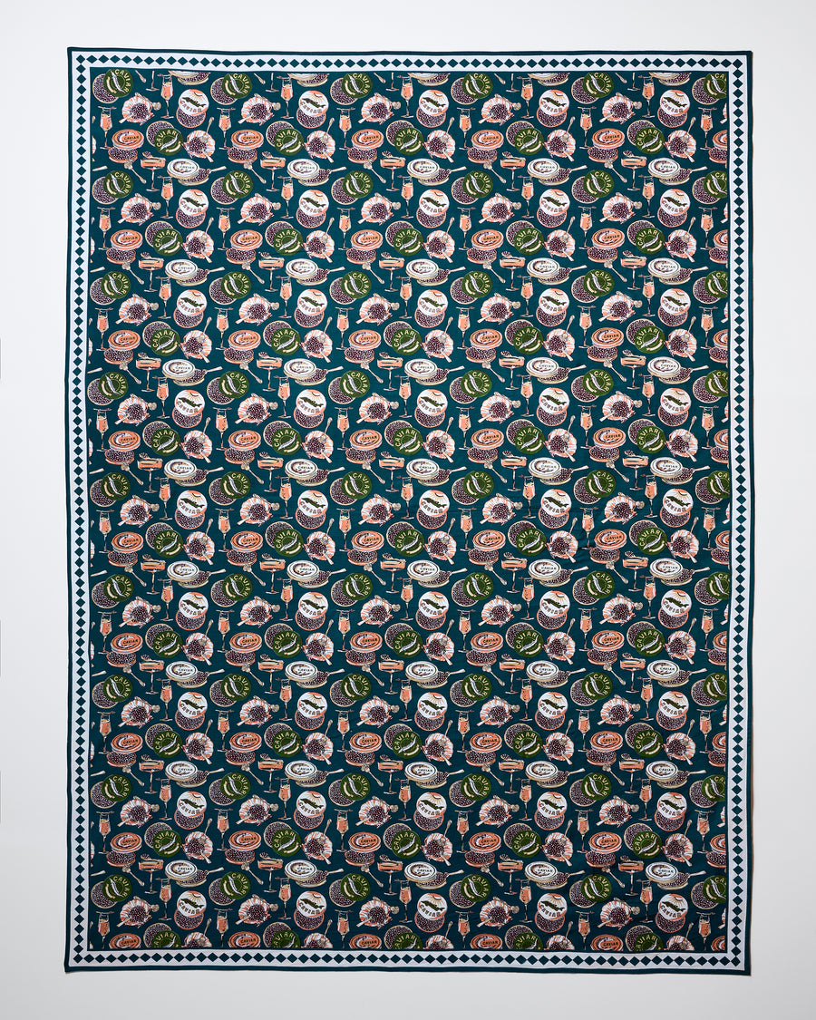 Champagne & Caviar - Rectangle Tablecloth - Peacock Feather