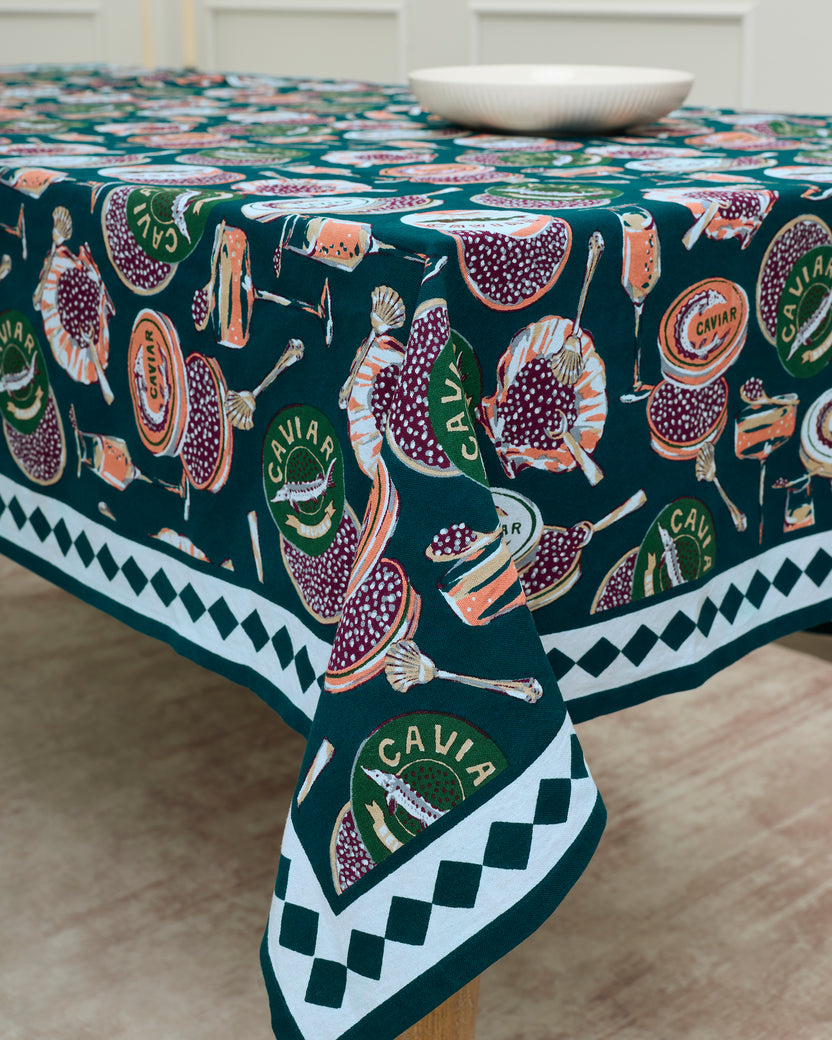 Champagne & Caviar - Rectangle Tablecloth - Peacock Feather