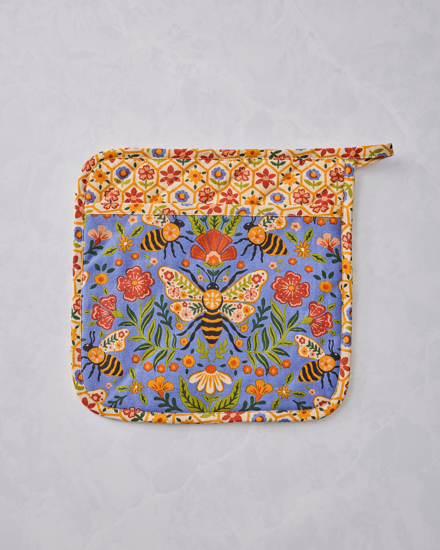 Bee Tapestry - Pot Holder - Delphinium Blue