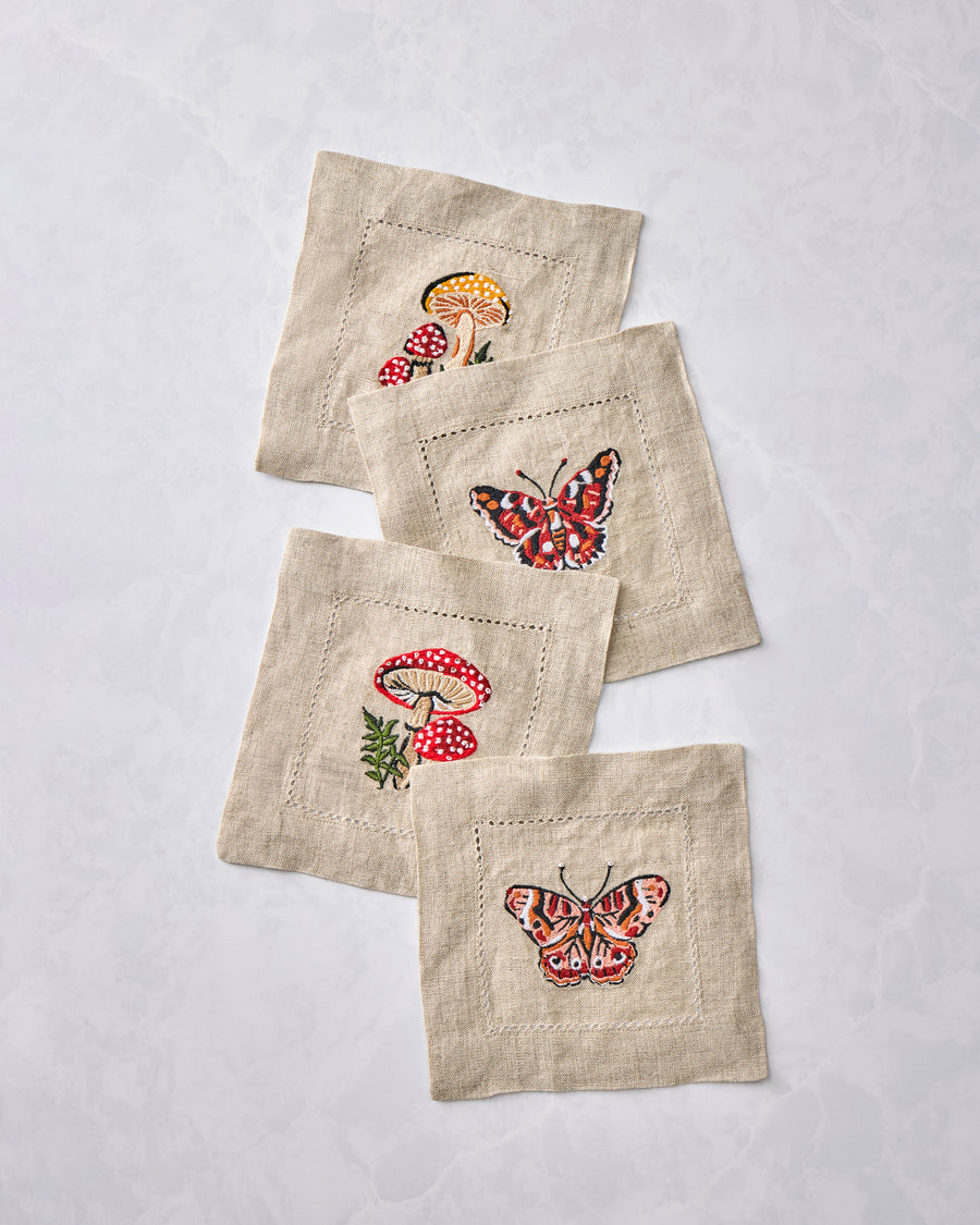 Butterfly Forager - Cocktail Napkins Set of 4 - Rosewood