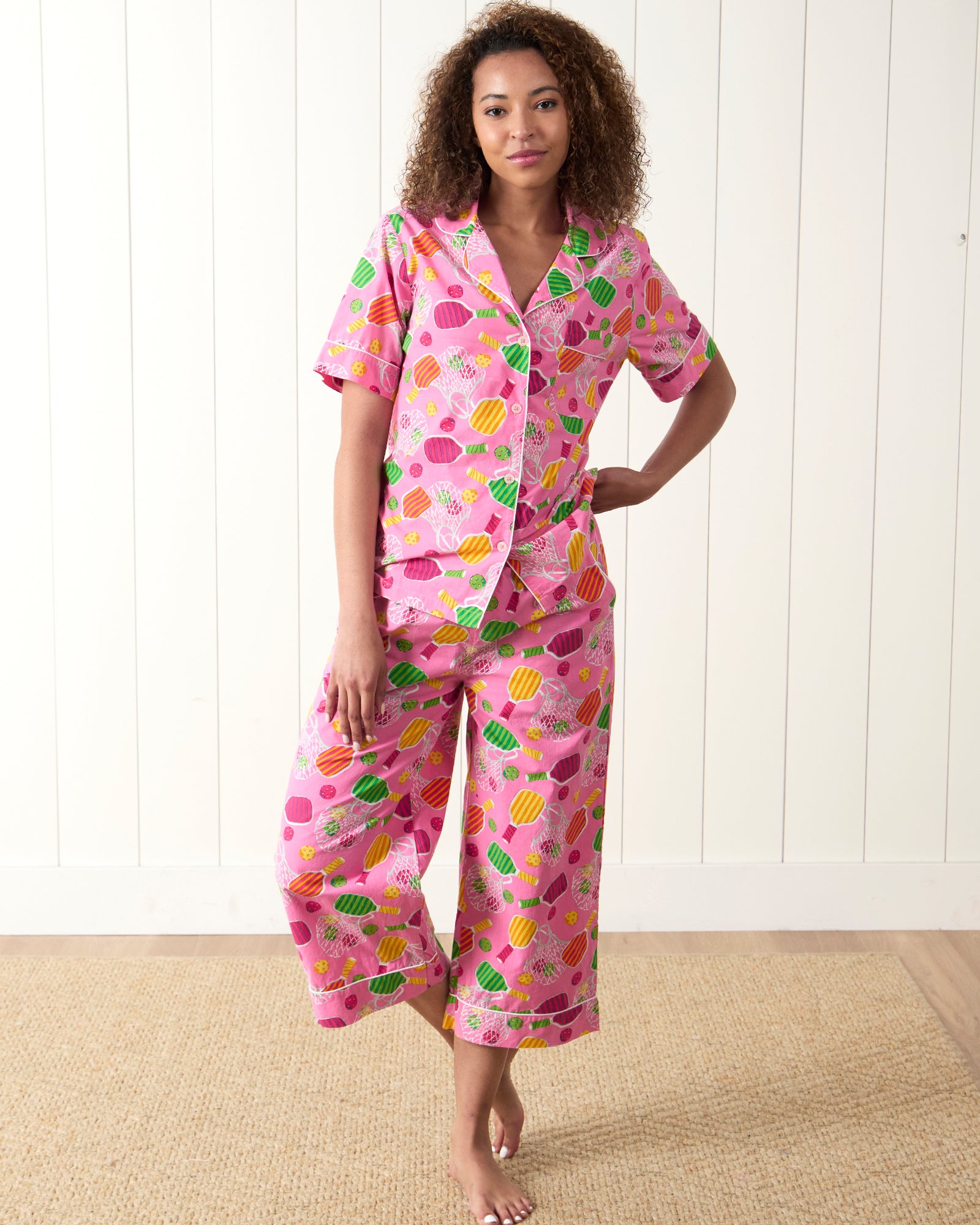 Pretty In Pickleball - Short Sleeve Top & Cropped Pants Set - Popsicle - Printfresh