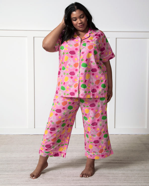 Pretty In Pickleball - Short Sleeve Top & Cropped Pants Set - Popsicle - Printfresh