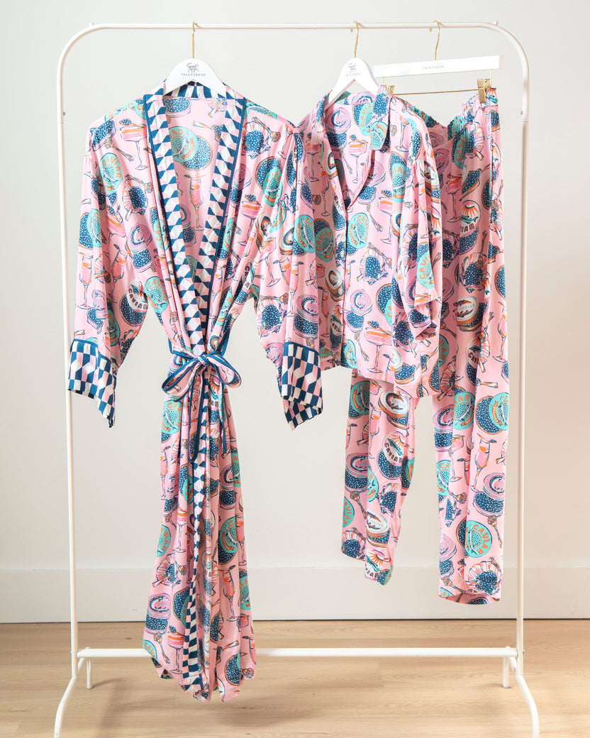 Champagne & Caviar - Eco Satin Wildest Dreams & Robe Set - Blush - Printfresh