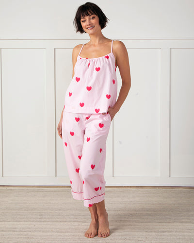 Queen Of Hearts - Cami Cropped Pants Set - Candy Pink - Printfresh