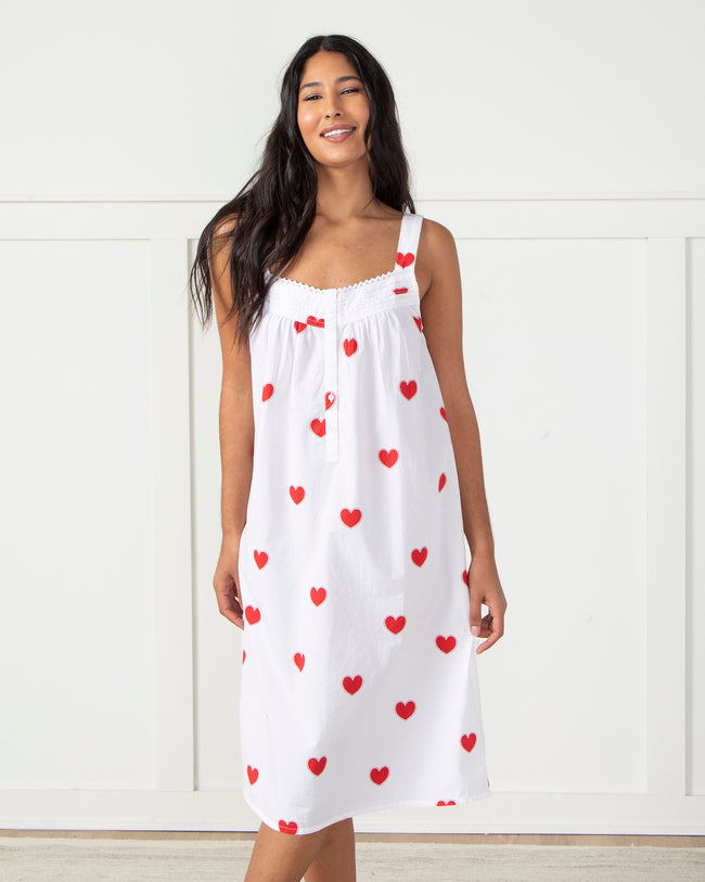 Queen of Hearts - Back to Bed Nightgown - Ruby Cloud - Printfresh