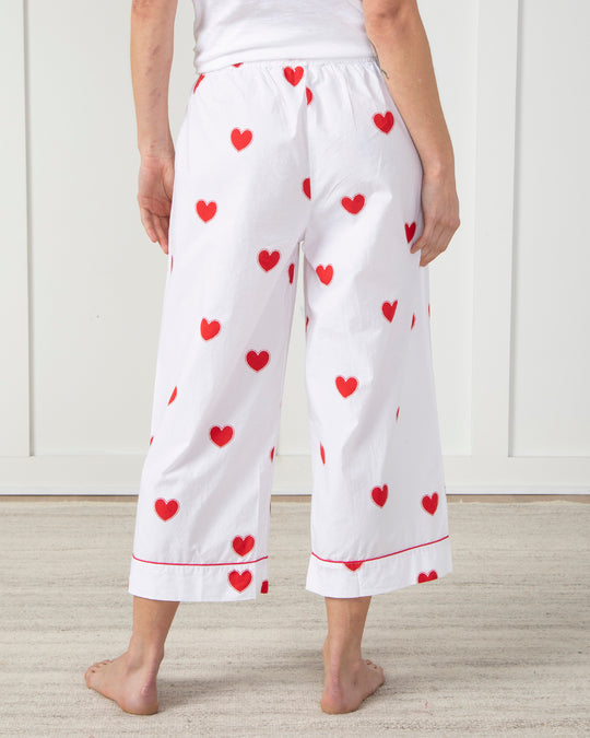 Queen of Hearts - Cropped Pajama Pants - Ruby Cloud - Printfresh
