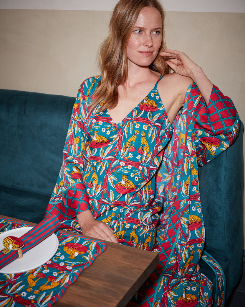 Royal Cheetah - Eco Satin Chic To Sleep Nightie - Ruby Jade - Printfresh