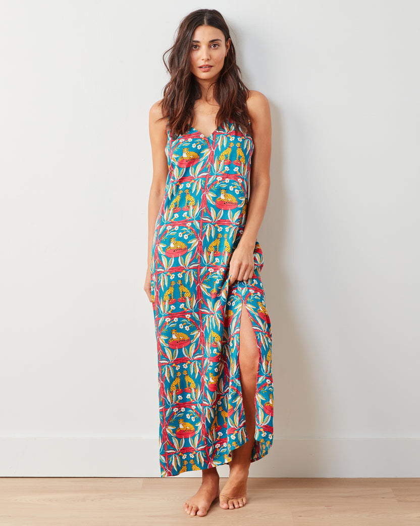 Royal Cheetah - Eco Satin Chic To Sleep Nightie - Ruby Jade - Printfresh