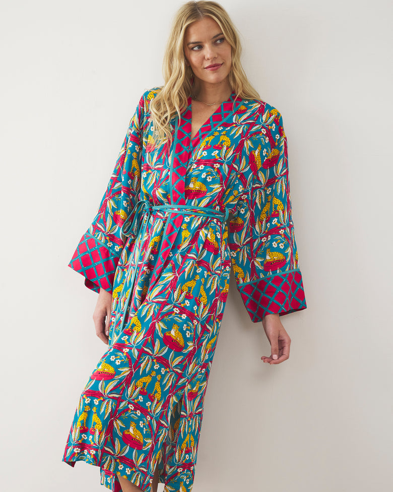 Royal Cheetah - Eco Satin Robe - Ruby & Jade - Printfresh