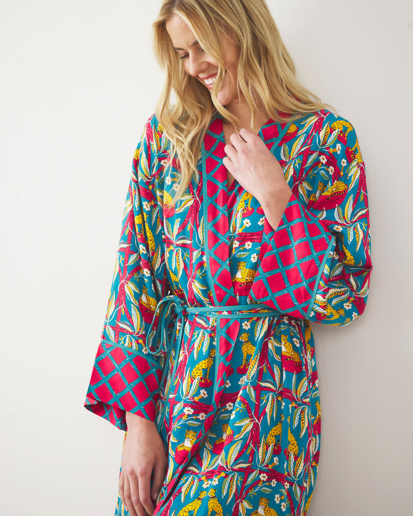 Royal Cheetah - Eco Satin Robe - Ruby & Jade - Printfresh