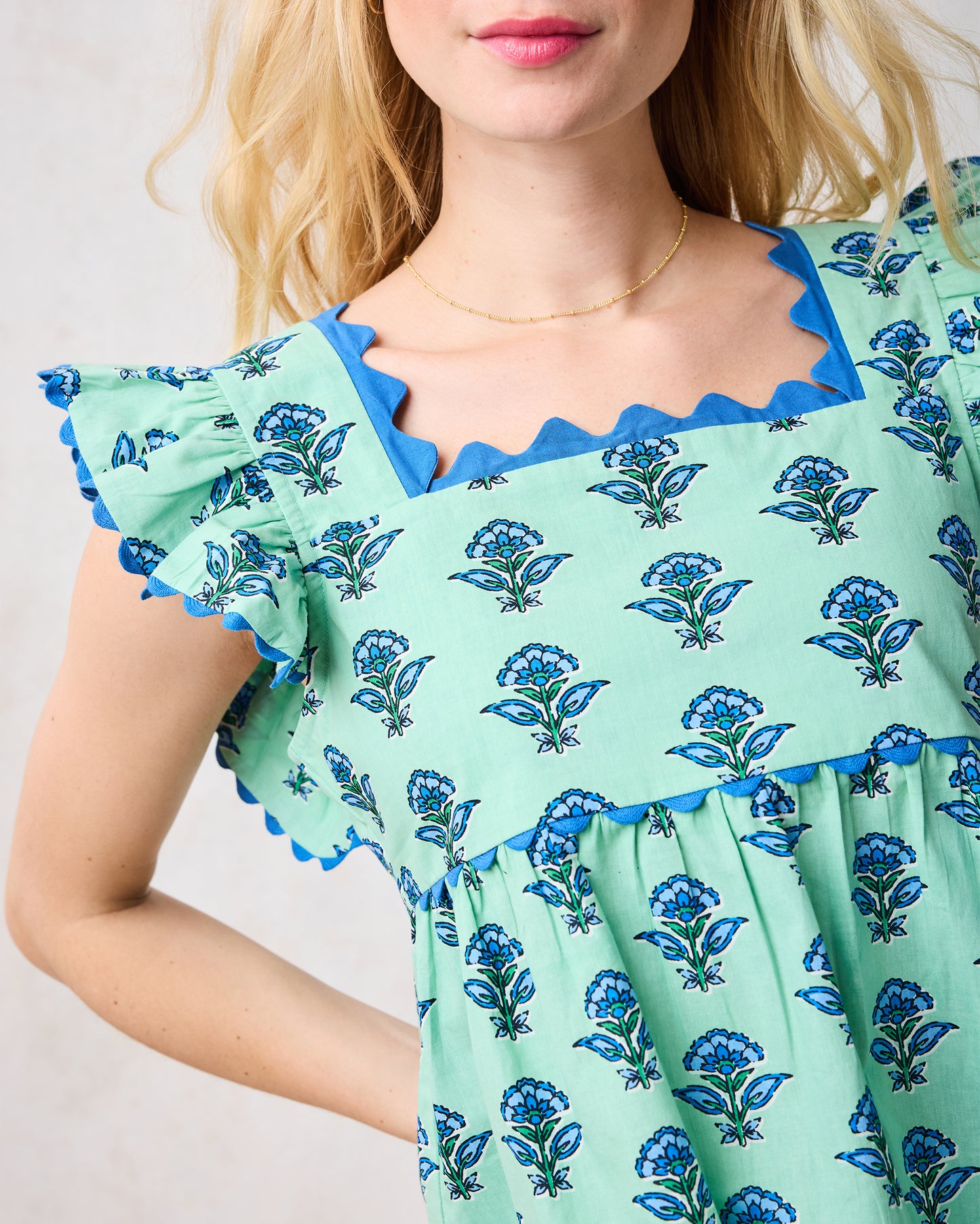 Aviary Flowers - Dunmore Blouse - Soft Sage - Printfresh