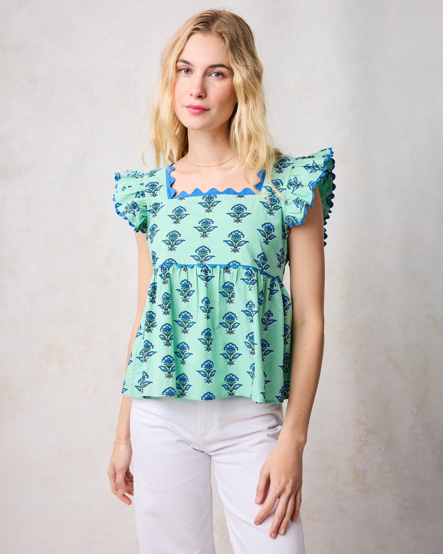 Aviary Flowers - Dunmore Blouse - Soft Sage - Printfresh