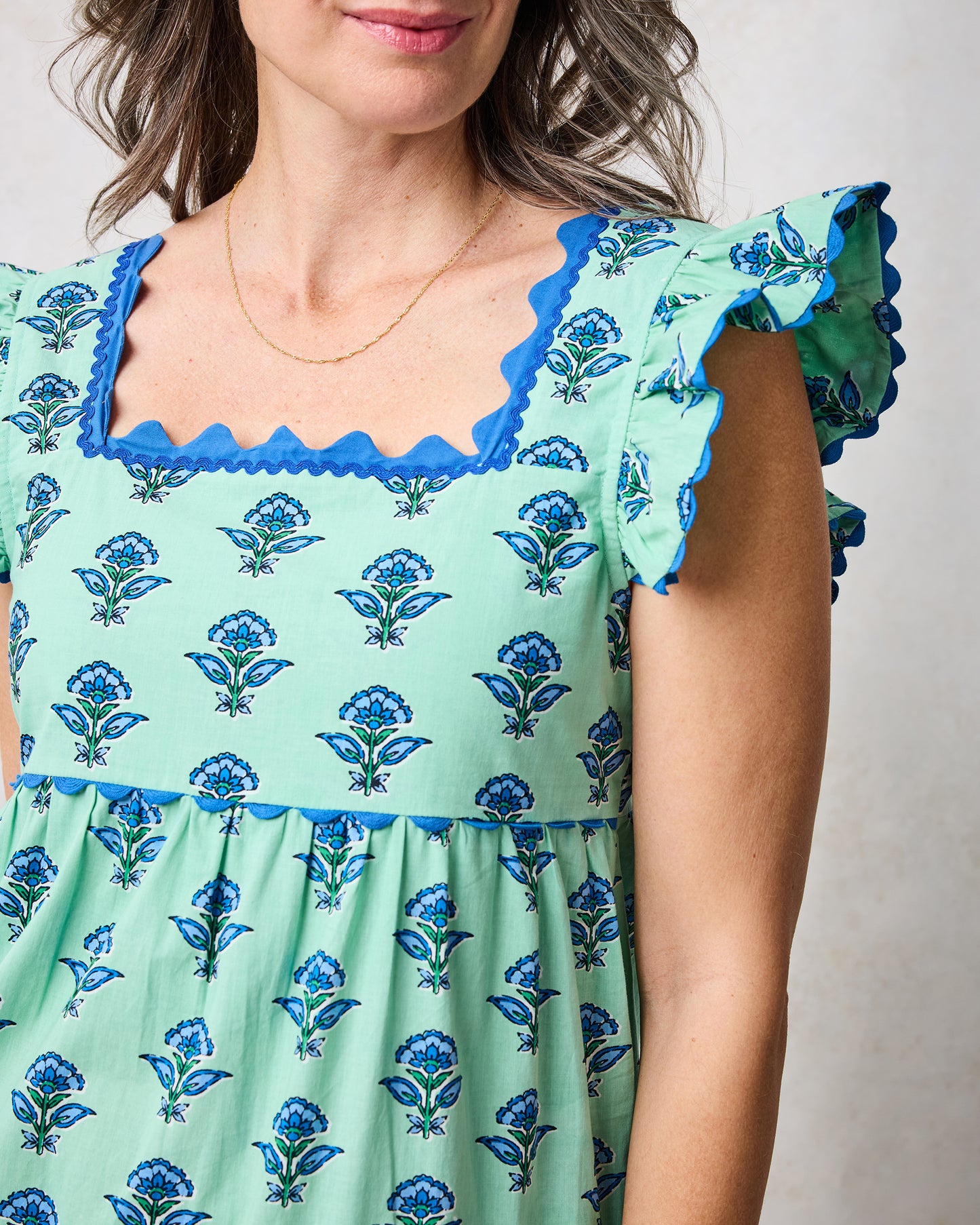 Aviary Flowers - Dunmore Dress - Soft Sage - Printfresh