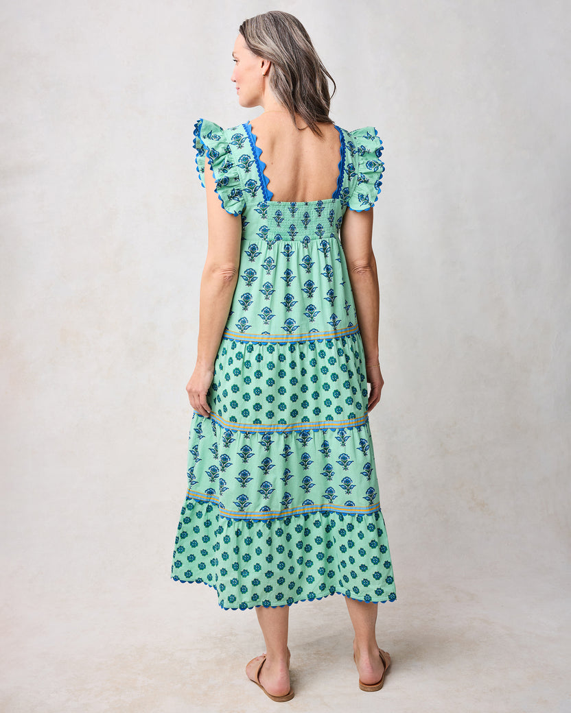 Aviary Flowers - Dunmore Dress - Soft Sage - Printfresh