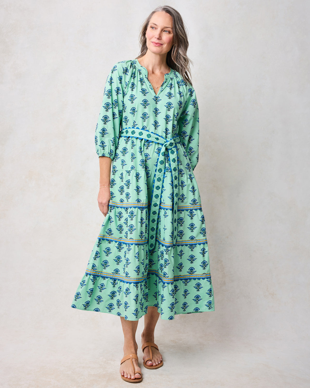 Aviary Flowers - Main Street Dress - Soft Sage - Printfresh