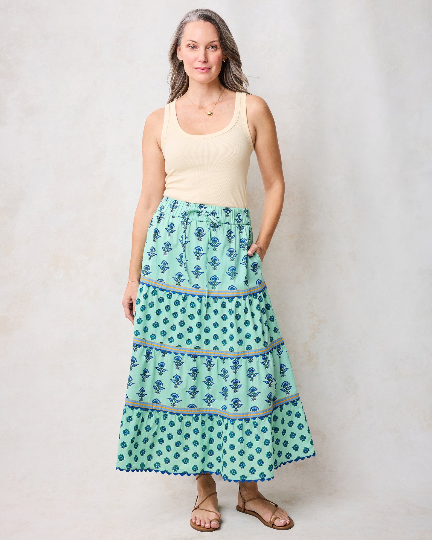 Aviary Flowers - Meadow Skirt - Soft Sage - Printfresh
