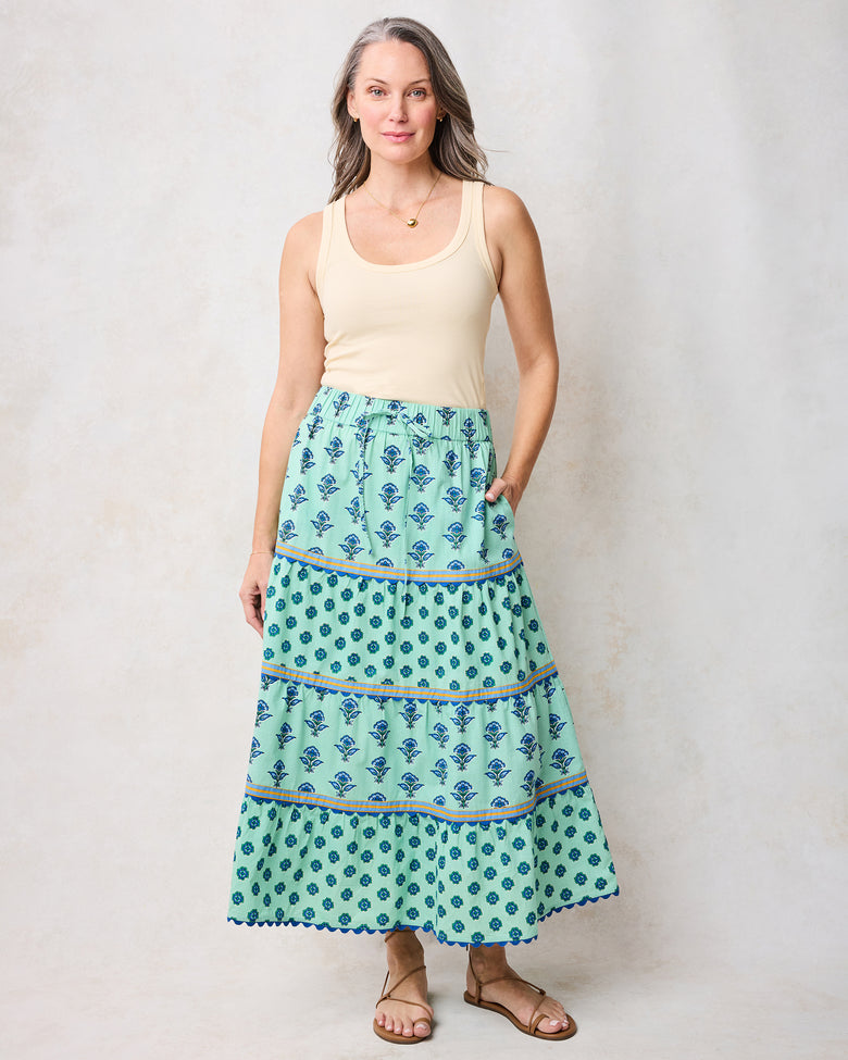 Aviary Flowers - Meadow Skirt - Soft Sage - Printfresh