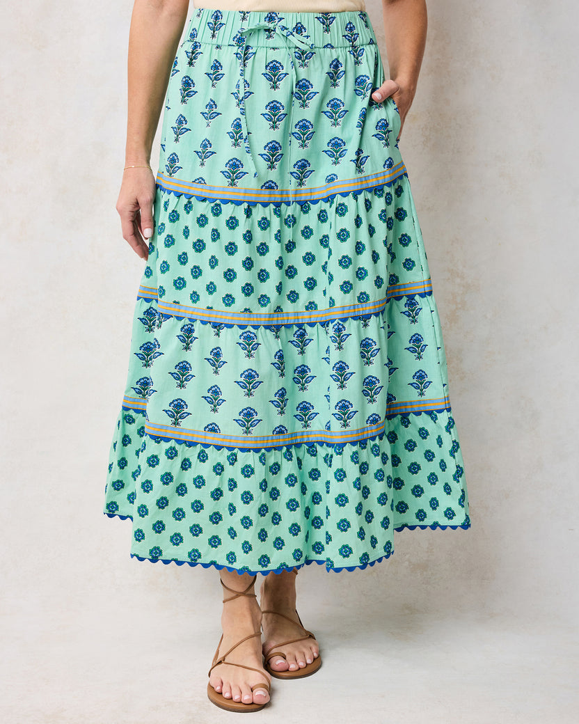 Aviary Flowers - Meadow Skirt - Soft Sage - Printfresh