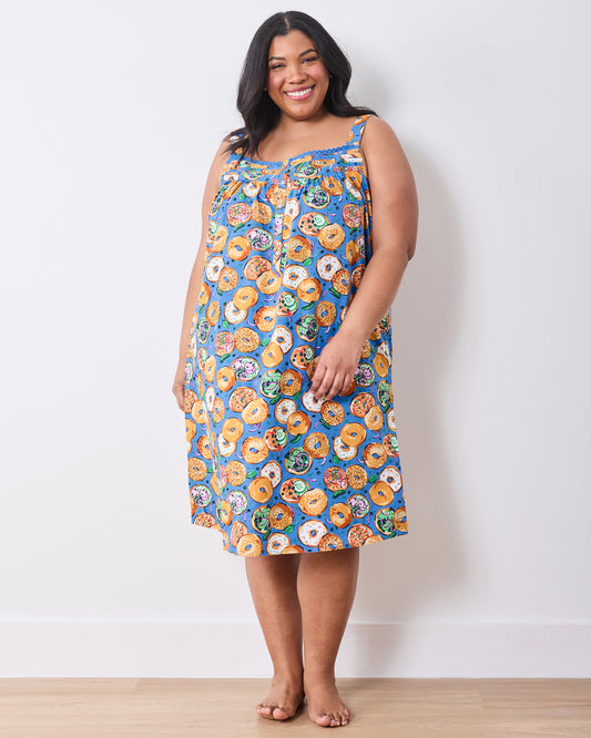 Bagels & Schmear - Back To Bed Nightgown - Brunch Blues - Printfresh