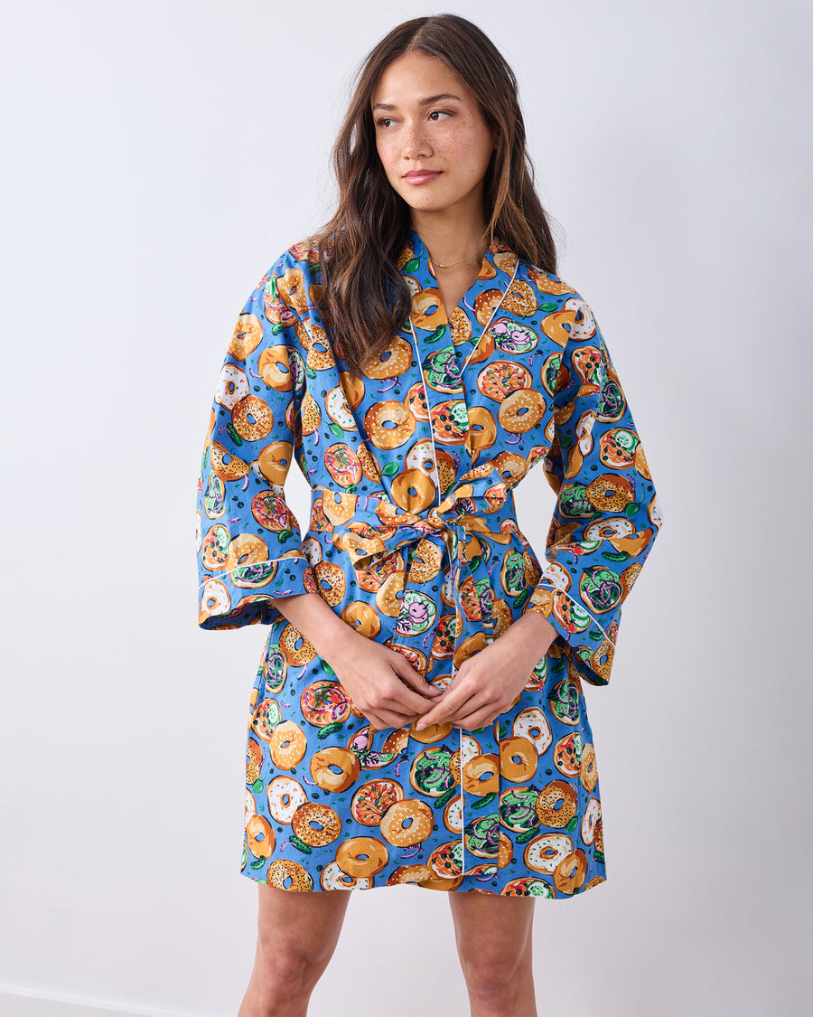 Bagels & Schmear - Getting Ready Robe - Brunch Blues - Printfresh