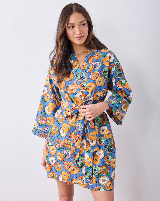 Bagels & Schmear - Getting Ready Robe - Brunch Blues - Printfresh