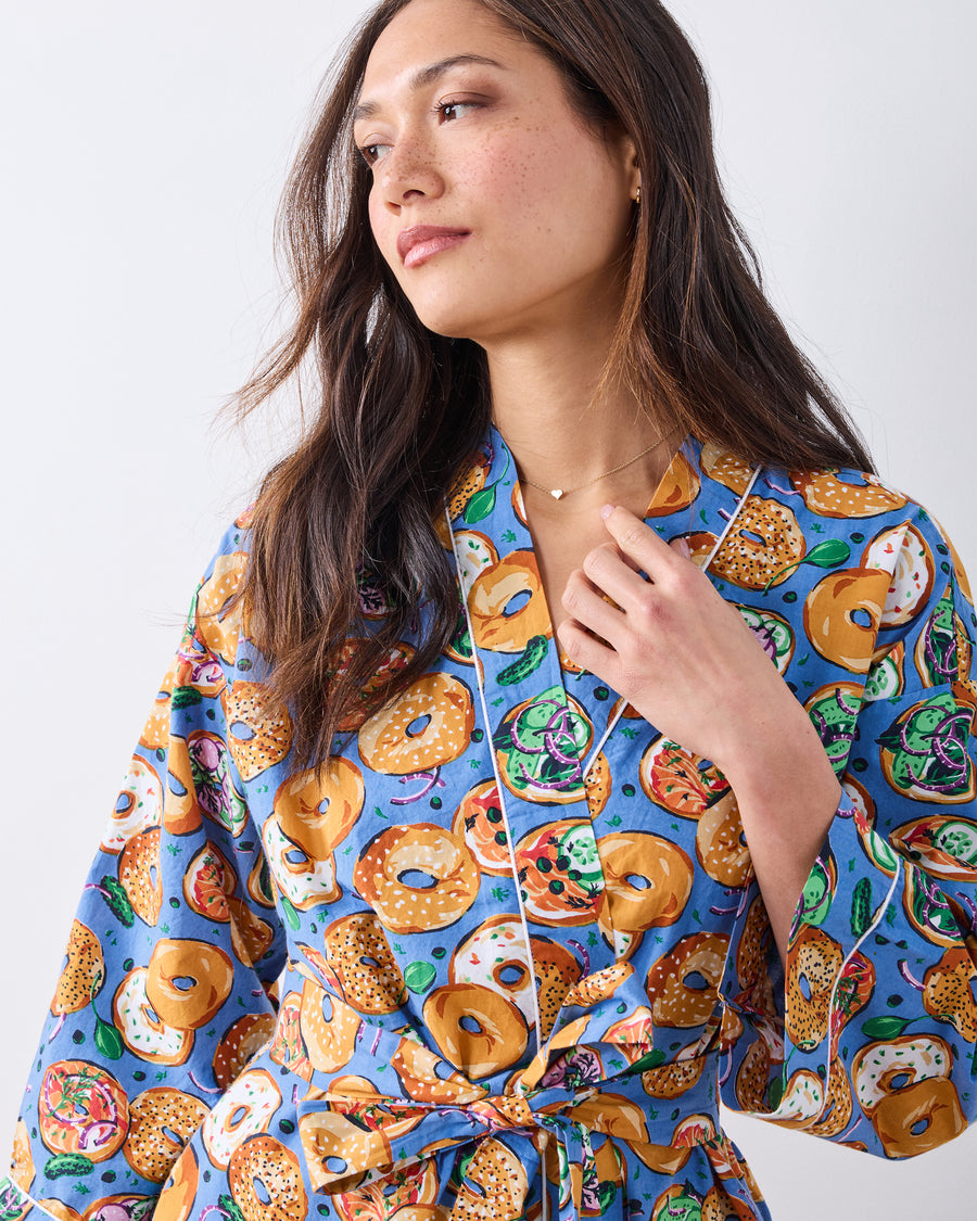 Bagels & Schmear - Getting Ready Robe - Brunch Blues - Printfresh