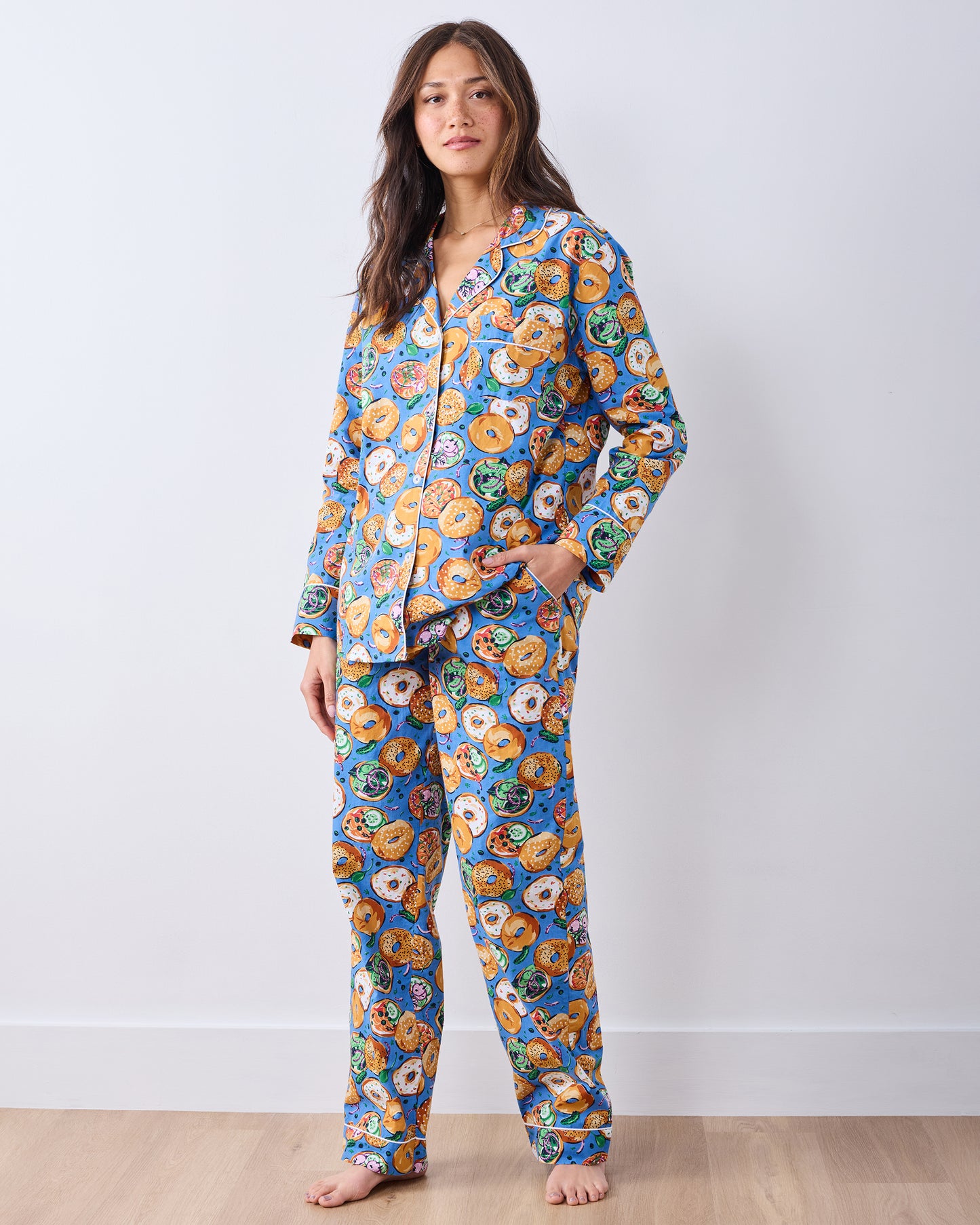 Bagels & Schmear - Long PJ Set - Brunch Blues - Printfresh