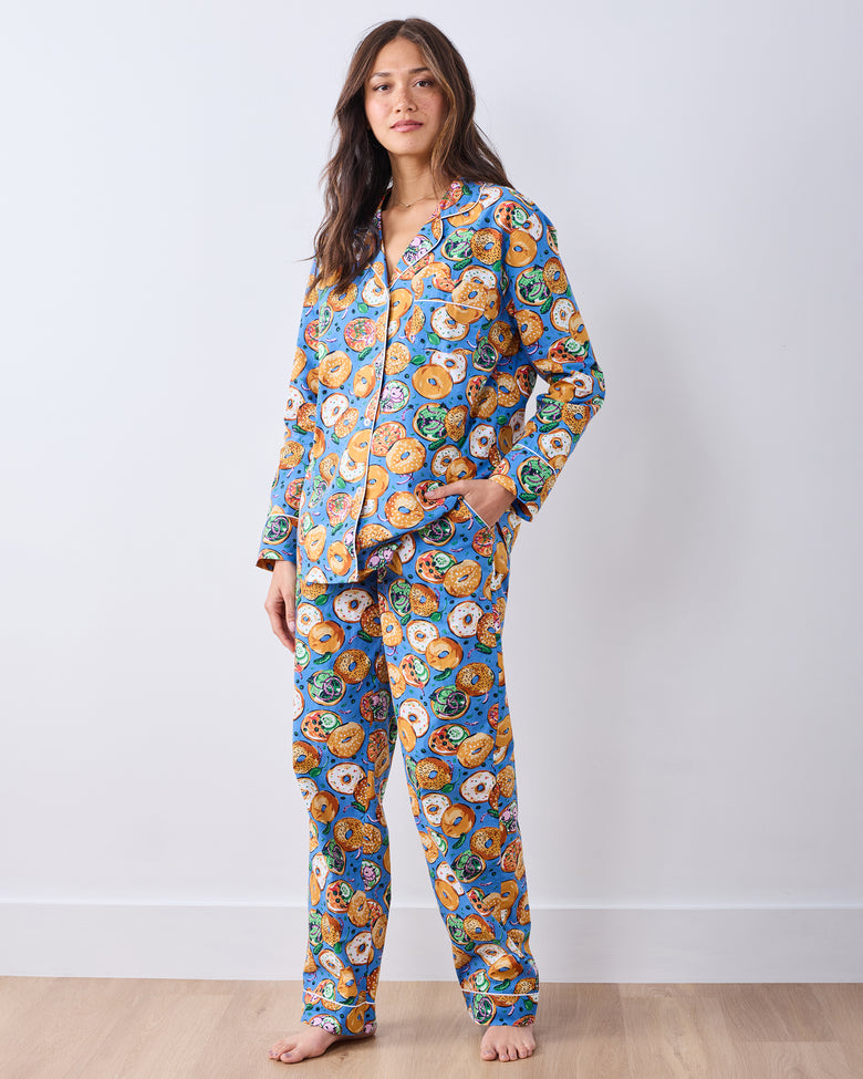 Bagels & Schmear - Long PJ Set - Brunch Blues - Printfresh