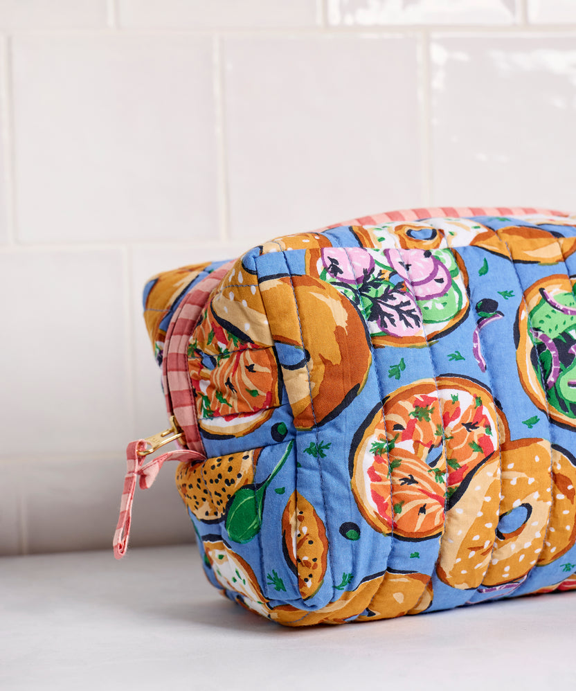 Bagels & Schmear - Quilted Pouch - Brunch Blues - Printfresh
