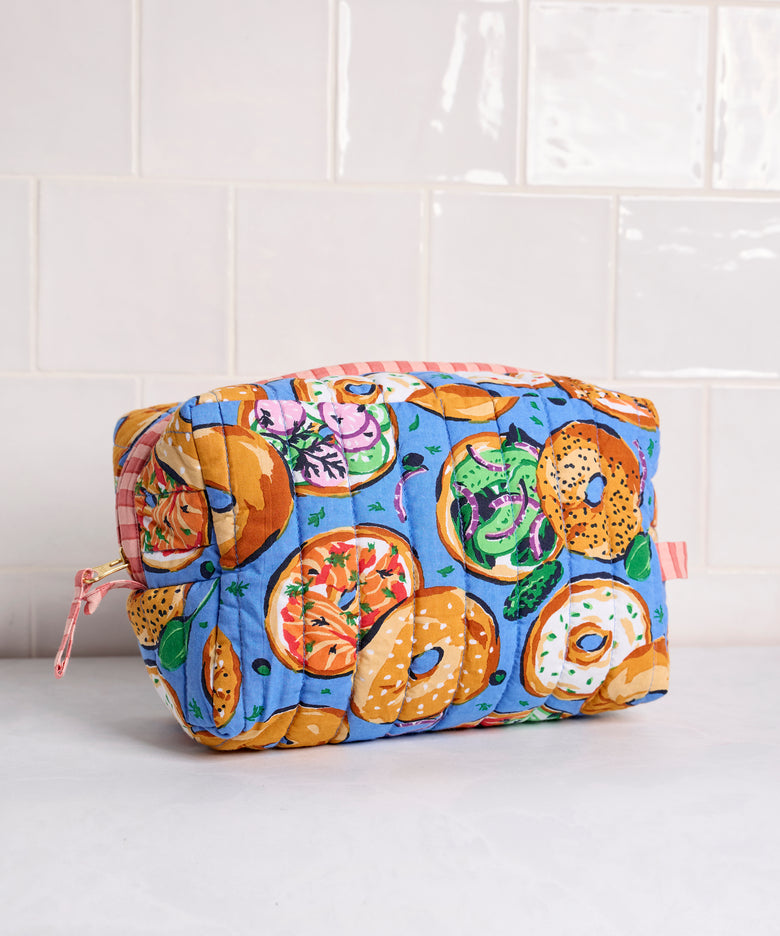 Bagels & Schmear - Quilted Pouch - Brunch Blues - Printfresh
