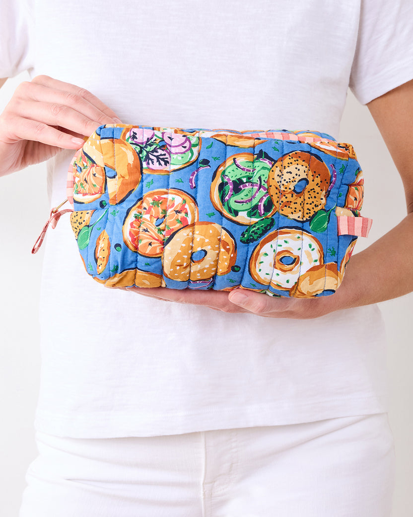 Bagels & Schmear - Quilted Pouch - Brunch Blues - Printfresh