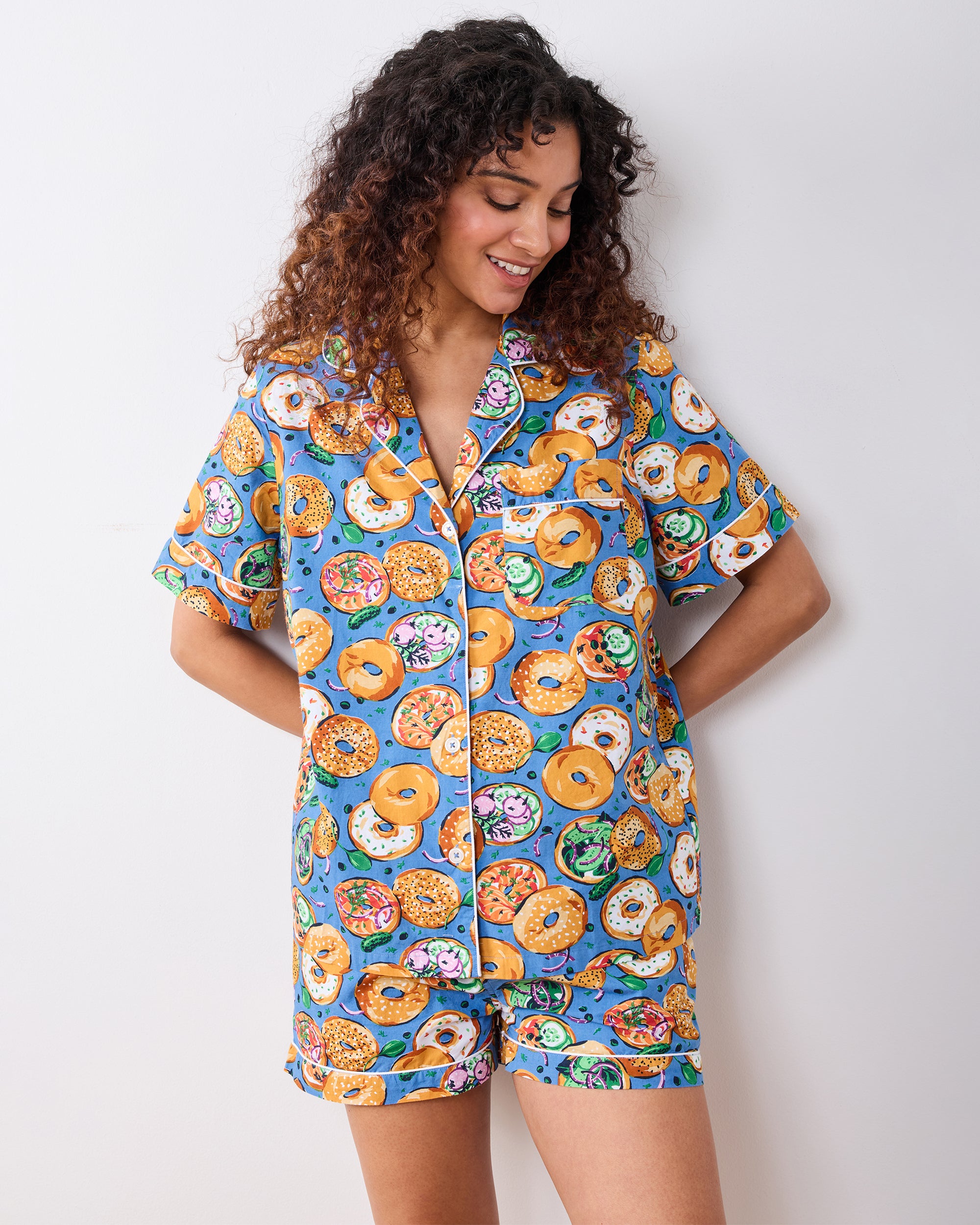 Bagels & Schmear - Short PJ Set - Brunch Blues - Printfresh