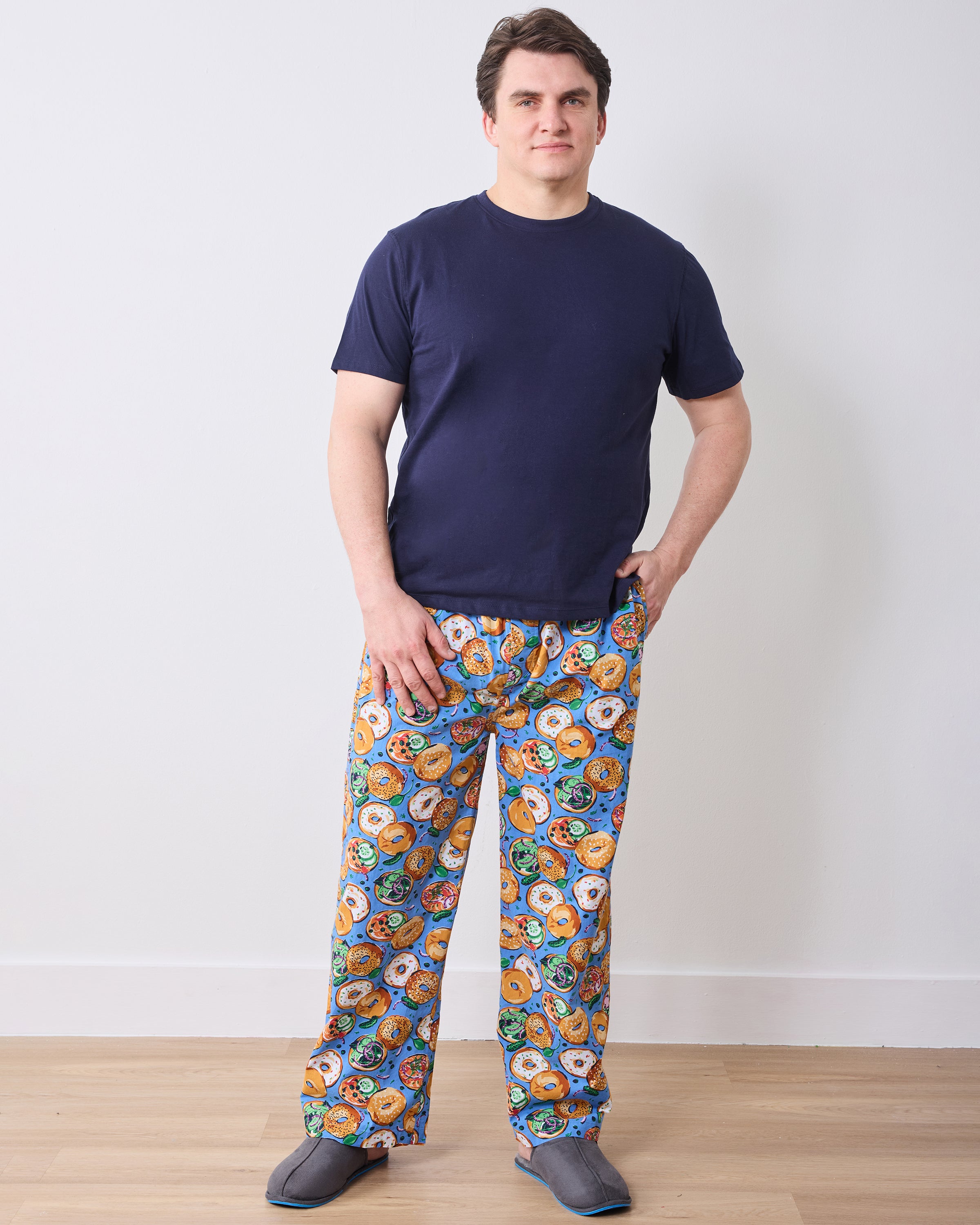 Bagels & Schmear - Men's Long PJ Pants - Brunch Blues – Printfresh