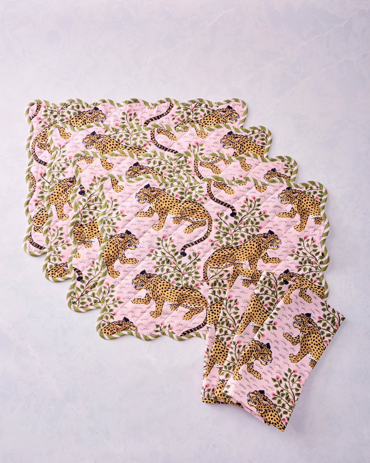 Bagheera - Set of 4 Placemats & Napkins - Blush - Printfresh