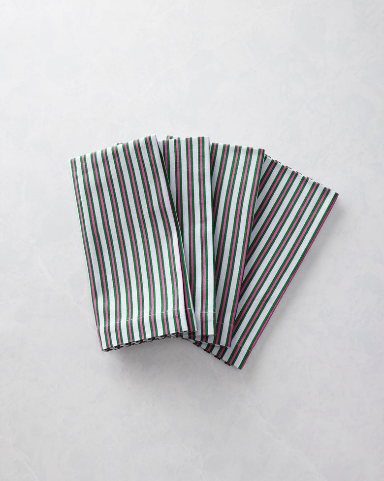 Posh Stripe - Print Napkins Set of 4 - Fuschia Berry Stripe - Printfresh