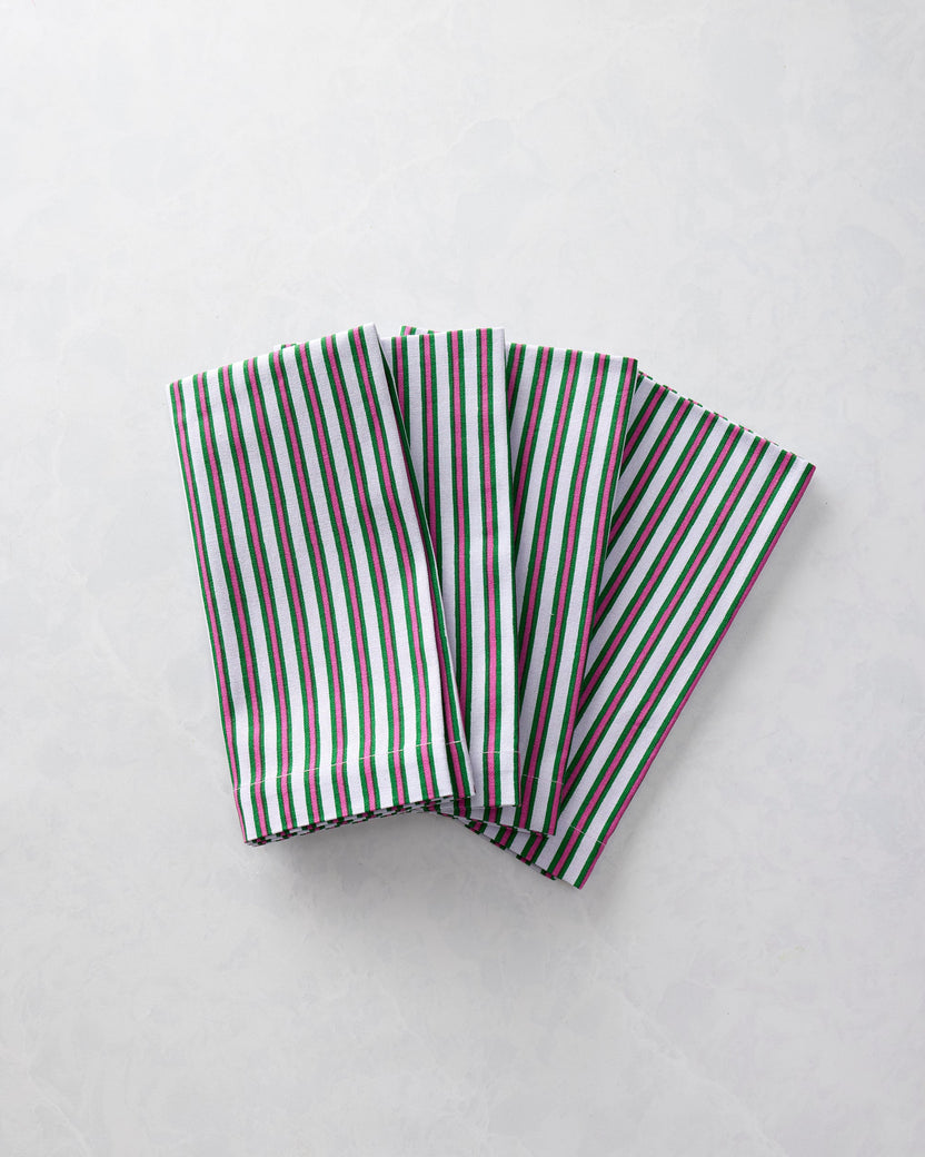Posh Stripe - Print Napkins Set of 4 - Fuschia Berry Stripe - Printfresh