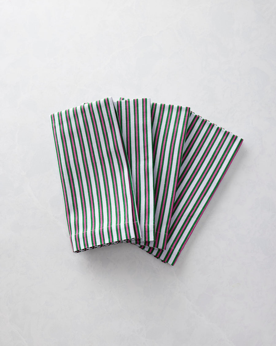 Posh Stripe - Print Napkins Set of 4 - Fuchsia Berry Stripe - Printfresh