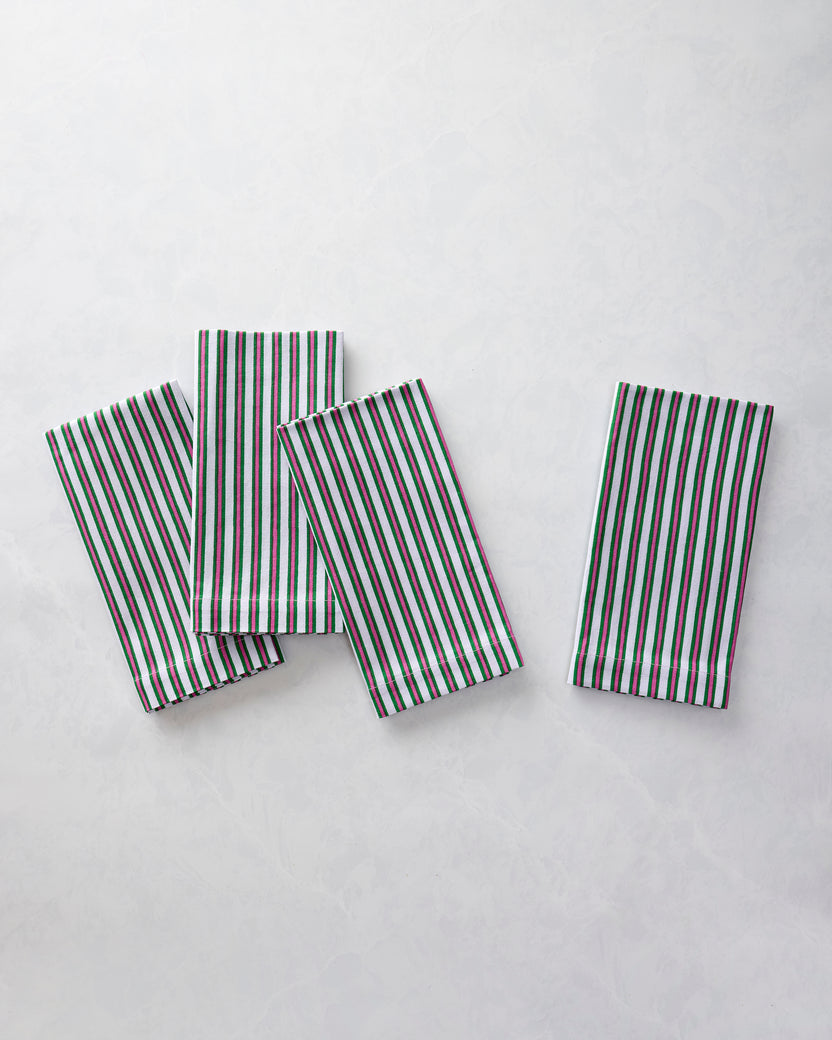 Posh Stripe - Print Napkins Set of 4 - Fuschia Berry Stripe - Printfresh