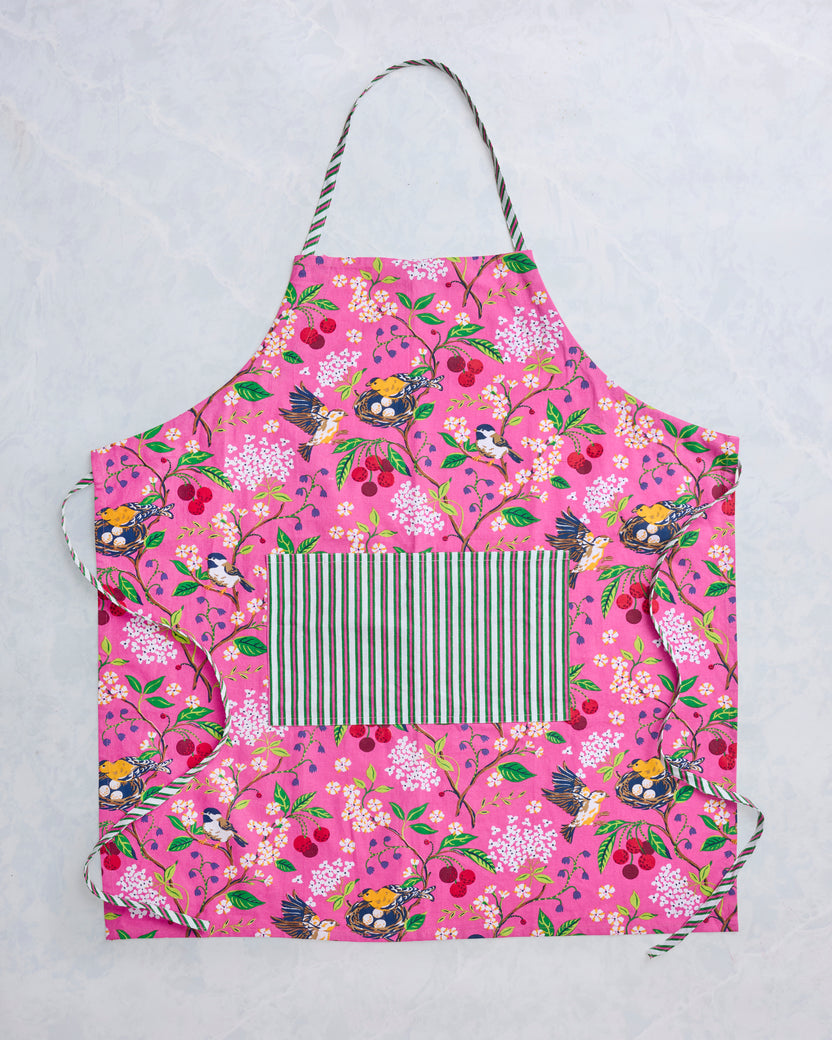 Bird & Blossom - Apron - Fuschia Berry - Printfresh
