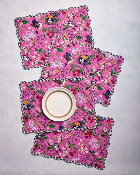 Bird & Blossom - Tea Towels Set of 2 - Fuschia Berry - Printfresh