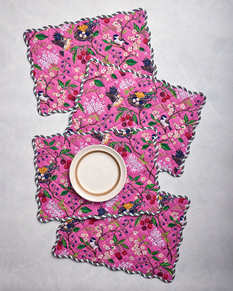 Bird & Blossom - Tea Towels Set of 2 - Fuschia Berry - Printfresh