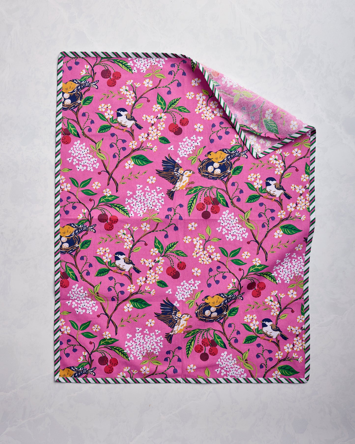 Bird & Blossom - Tea Towels Set of 2 - Fuschia Berry - Printfresh