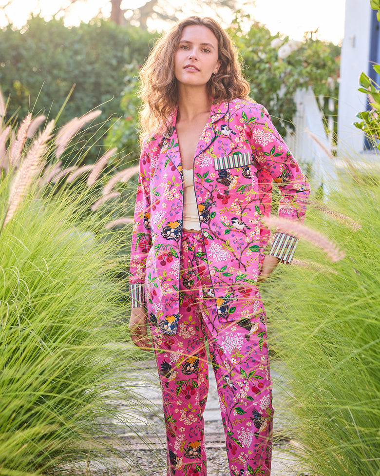 Bird & Blossom - Long PJ Set - Fuschia Berry - Printfresh