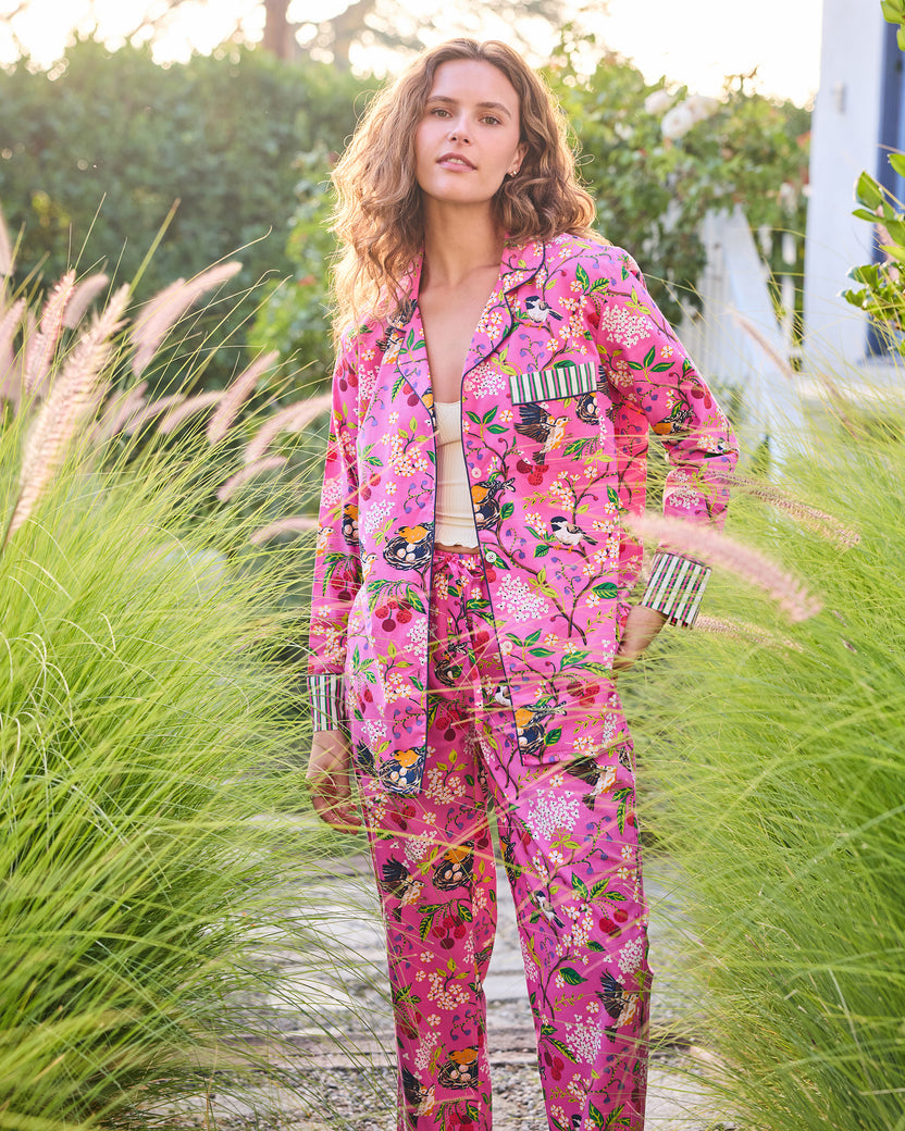 Bird & Blossom - Long PJ Set - Fuschia Berry - Printfresh