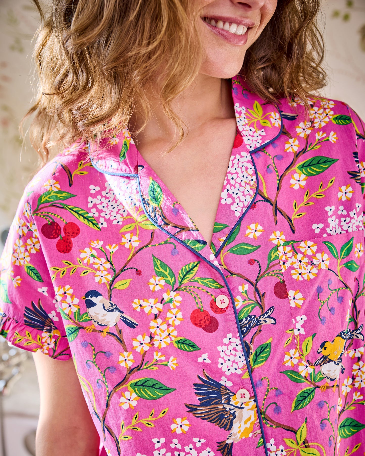 Bird & Blossom - Ruffle Short Set - Fuschia Berry - Printfresh