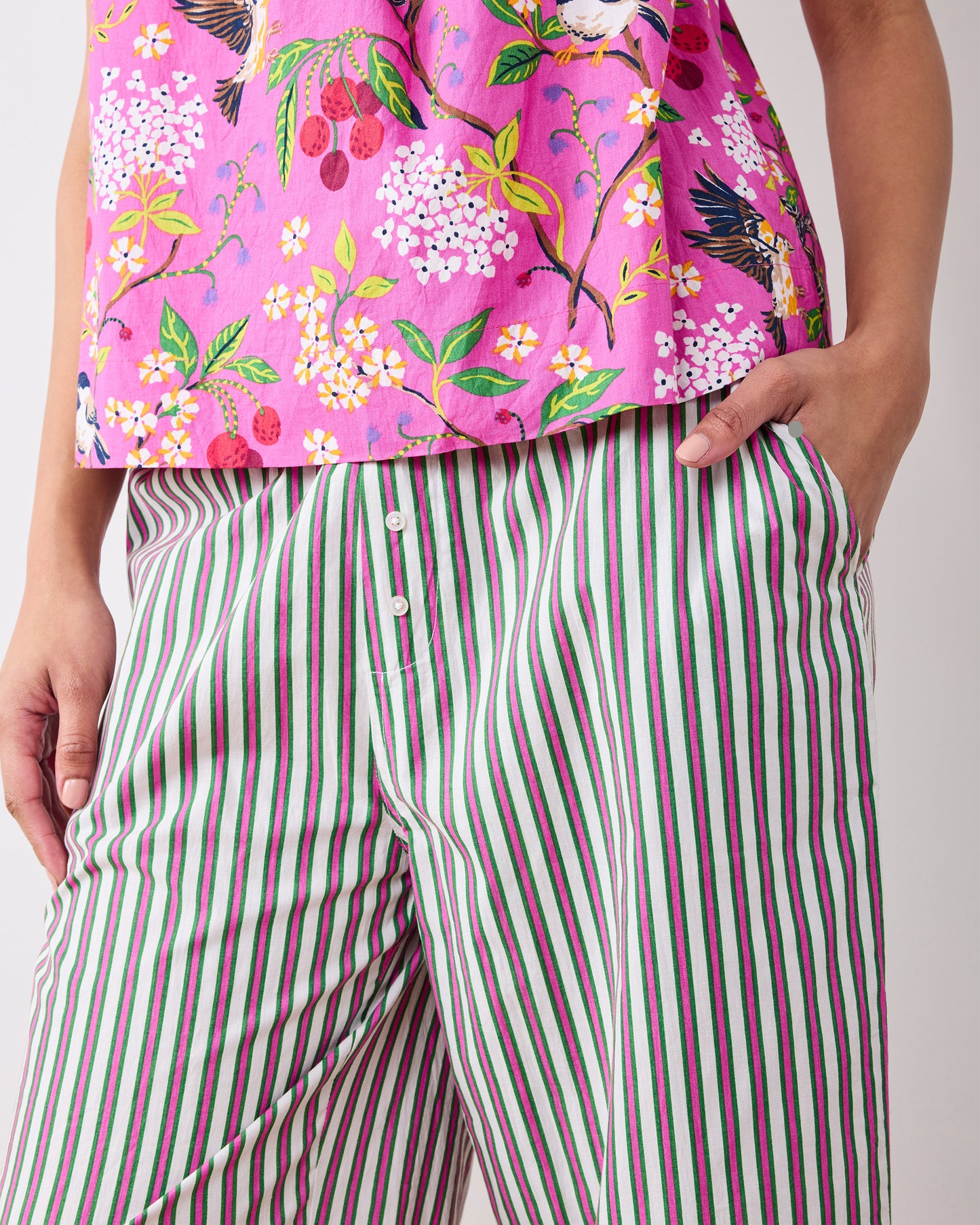 Bird & Blossom - Cami & Ruffle Crop Pants Set - Fuschia Berry - Printfresh